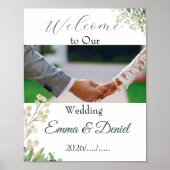 Eucalyptus & White Florals Botanical Wedding ポスター (正面)