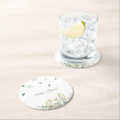 Eucalyptus & White Florals Botanical Wedding  ラウンドペーパーコースター (インサイチュ)