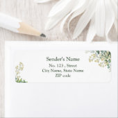 Eucalyptus & White Florals Botanical Wedding ラベル (インサイチュ)