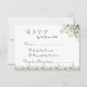 Eucalyptus & White Florals Botanical Wedding  出欠カード (正面)