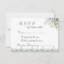 Eucalyptus & White Florals Botanical Wedding  出欠カード