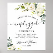 Eucalyptus White Roses Unplugged Wedding Ceremony ポスター (正面)