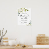 Eucalyptus White Roses Unplugged Wedding Ceremony ポスター (キッチン)