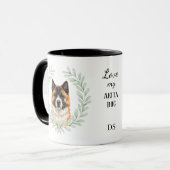 Eucalyptus Wreath Akita Dog Monogram マグカップ (正面左)