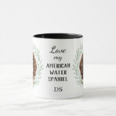 Eucalyptus Wreath American Water Spaniel Monogram マグカップ (中央)
