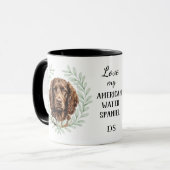 Eucalyptus Wreath American Water Spaniel Monogram マグカップ (正面左)