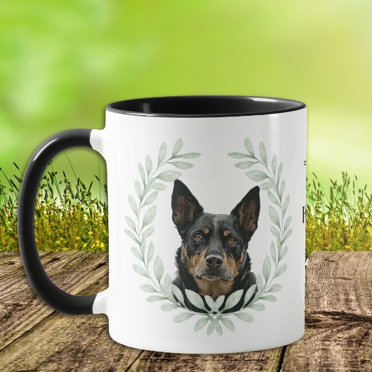 Eucalyptus Wreath Australian Kelpie Dog Monogram マグカップ