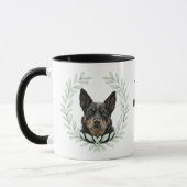 Eucalyptus Wreath Australian Kelpie Dog Monogram マグカップ (左)