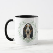Eucalyptus Wreath Basset Hound Dog Monogram マグカップ (左)
