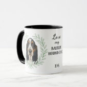 Eucalyptus Wreath Basset Hound Dog Monogram マグカップ (正面左)