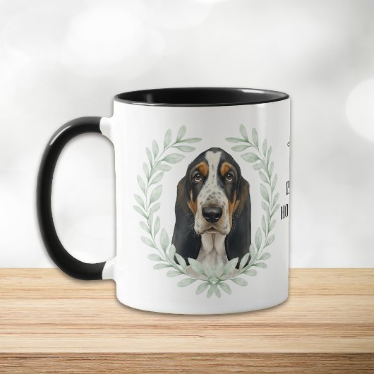 Eucalyptus Wreath Basset Hound Dog Monogram マグカップ