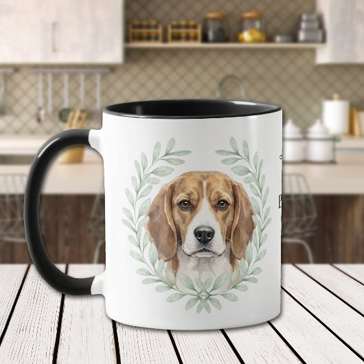 Eucalyptus Wreath Beagle Hound Dog Monogram マグカップ