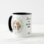 Eucalyptus Wreath Beagle Hound Dog Monogram マグカップ (正面左)