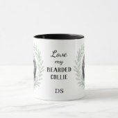 Eucalyptus Wreath Bearded Collie Dog Monogram マグカップ (中央)