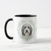 Eucalyptus Wreath Bearded Collie Dog Monogram マグカップ (左)