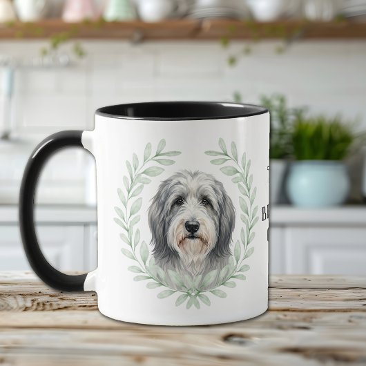 Eucalyptus Wreath Bearded Collie Dog Monogram マグカップ