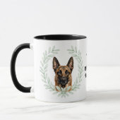 Eucalyptus Wreath Belgian Malinois Dog Monogram マグカップ (左)