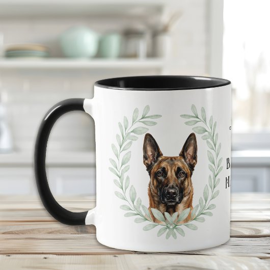 Eucalyptus Wreath Belgian Malinois Dog Monogram マグカップ
