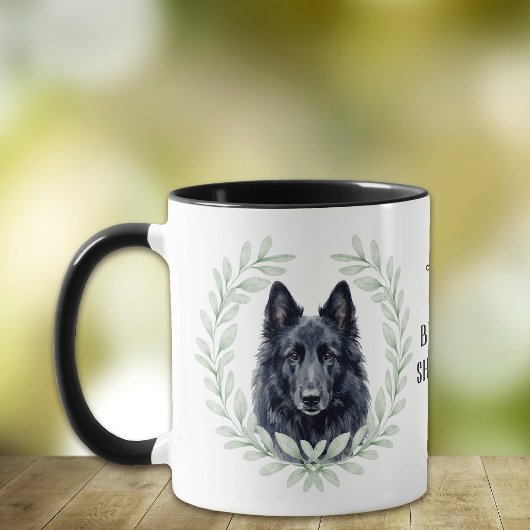 Eucalyptus Wreath Belgian Sheepdog Monogram マグカップ