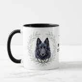 Eucalyptus Wreath Belgian Sheepdog Monogram マグカップ (左)