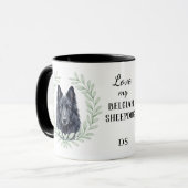 Eucalyptus Wreath Belgian Sheepdog Monogram マグカップ (正面左)