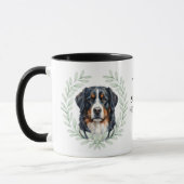 Eucalyptus Wreath Bernese Mountain Dog Monogram マグカップ (左)