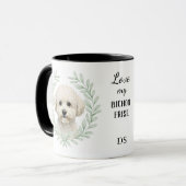 Eucalyptus Wreath Bichon Frise Dog Monogram マグカップ (正面左)