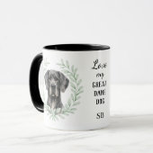 Eucalyptus Wreath Black Great Dane Dog Monogram マグカップ (正面左)