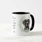 Eucalyptus Wreath Black Great Dane Dog Monogram マグカップ (正面右)