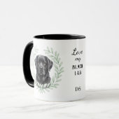 Eucalyptus Wreath Black Labrador Dog Monogram マグカップ (正面左)