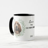 Eucalyptus Wreath Bloodhound Dog Monogram マグカップ (正面左)
