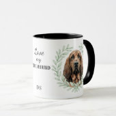 Eucalyptus Wreath Bloodhound Dog Monogram マグカップ (正面右)