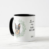 Eucalyptus Wreath Blue Heeler Dog Monogram マグカップ (正面左)