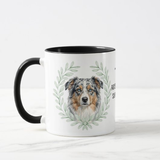 Eucalyptus Wreath Blue Merle Aussie Monogram マグカップ (左)