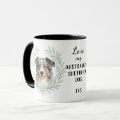Eucalyptus Wreath Blue Merle Aussie Monogram マグカップ (正面左)