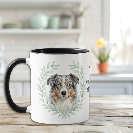 Eucalyptus Wreath Blue Merle Aussie Monogram マグカップ