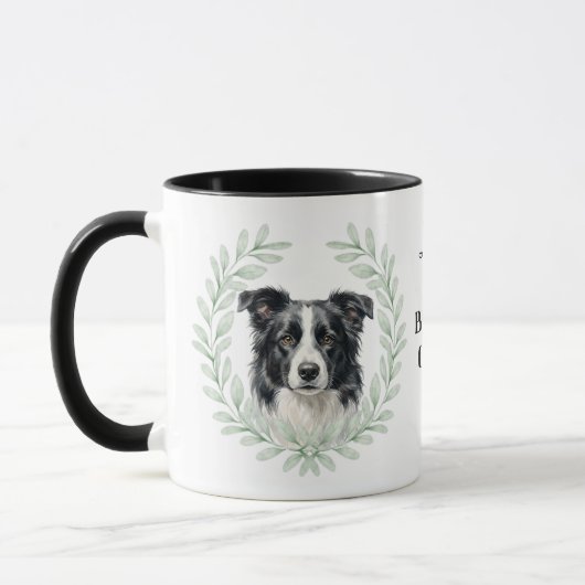 Eucalyptus Wreath Border Collie Monogram マグカップ (左)