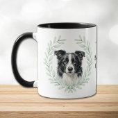Eucalyptus Wreath Border Collie Monogram マグカップ