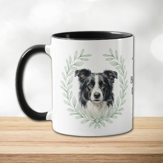 Eucalyptus Wreath Border Collie Monogram マグカップ