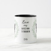 Eucalyptus Wreath Boston Terrier Dog Monogram マグカップ (中央)