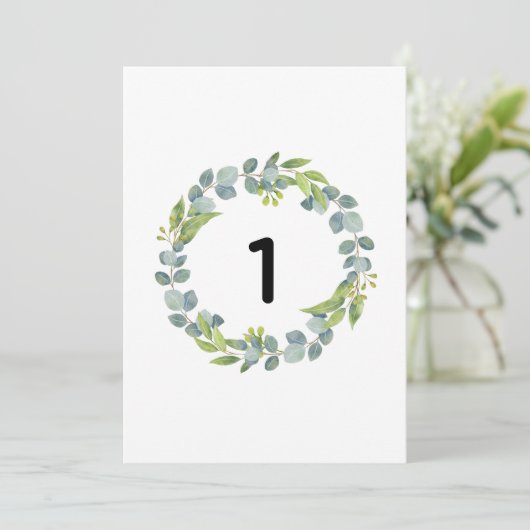 Eucalyptus Wreath Botanical Wedding Table Number C (スタンド正面)
