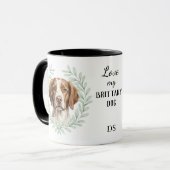 Eucalyptus Wreath Brittany Dog Monogram マグカップ (正面左)