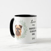 Eucalyptus Wreath Brussels Griffon Dog Monogram マグカップ (正面左)