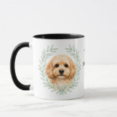 Eucalyptus Wreath Buff Cockapoo Dog Monogram マグカップ (左)
