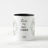 Eucalyptus Wreath Bull Terrier Dog Monogram マグカップ (中央)