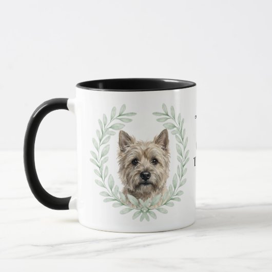 Eucalyptus Wreath Cairn Terrier Dog Monogram マグカップ (左)