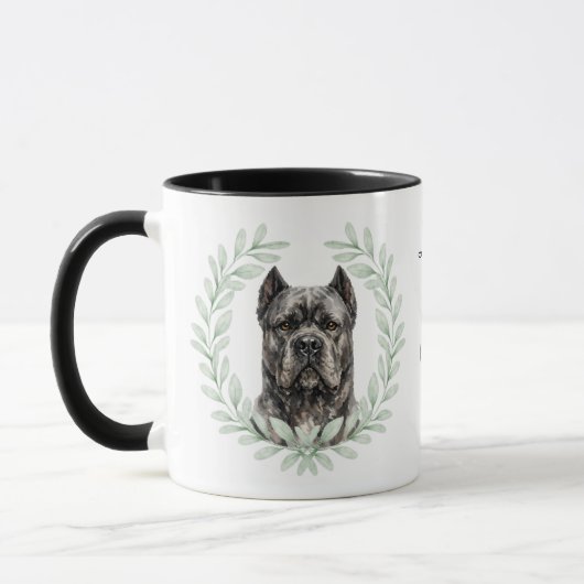 Eucalyptus Wreath Cane Corso Dog Monogram マグカップ (左)