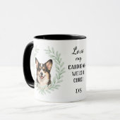 Eucalyptus Wreath Cardigan Welsh Corgi Monogram マグカップ (正面左)