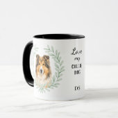 Eucalyptus Wreath Collie Dog Monogram マグカップ (正面左)
