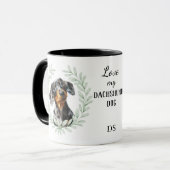 Eucalyptus Wreath Dachshund Dog Monogram マグカップ (正面左)